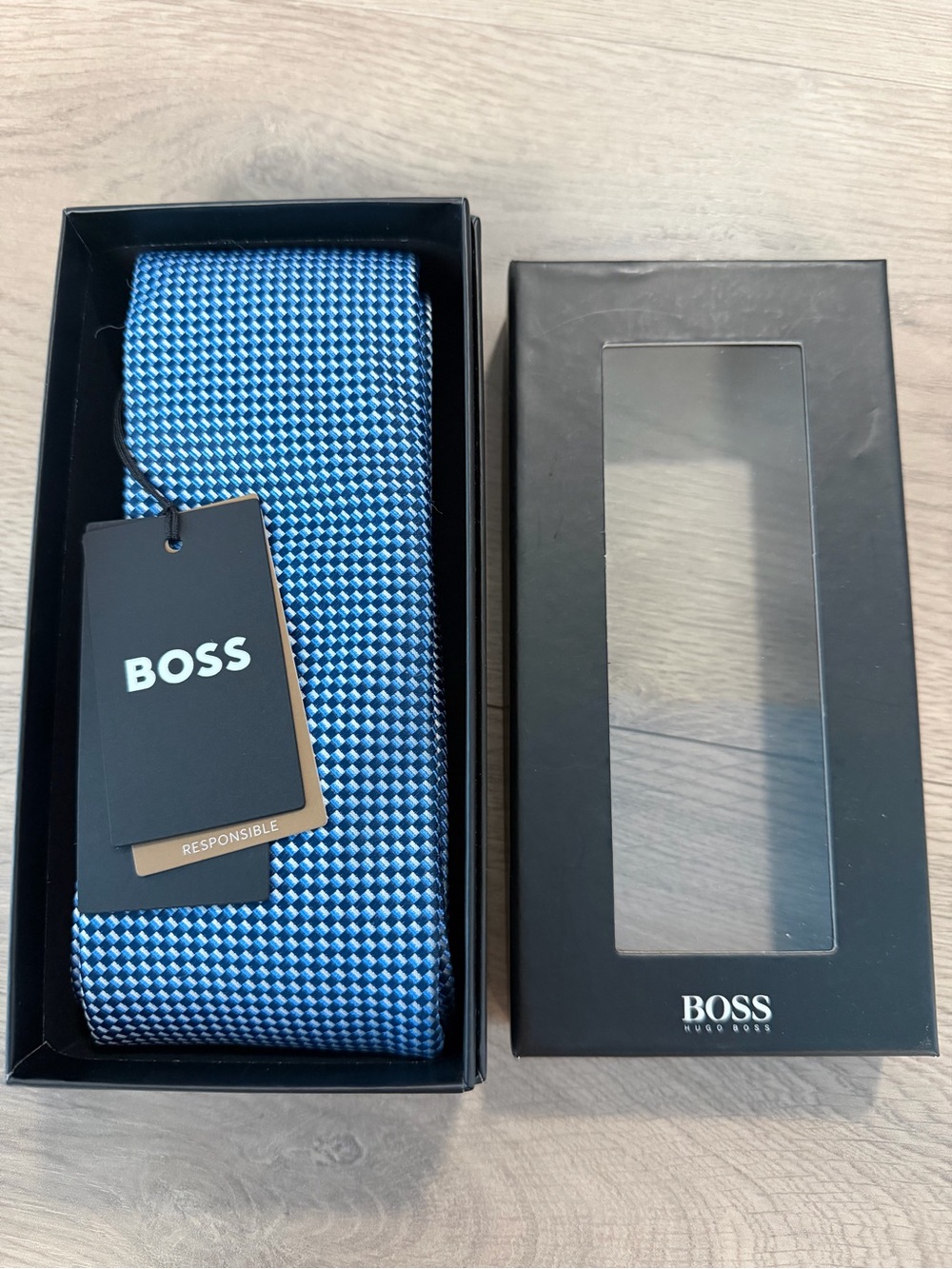 BOSS Blue Woven Pattern Tie